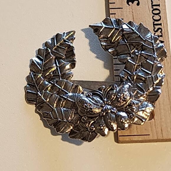 Vintage Sylvia Dahl Butterfly Silver Wreath Scarf Clip made for Neiman Marcus - Picture 4 of 6